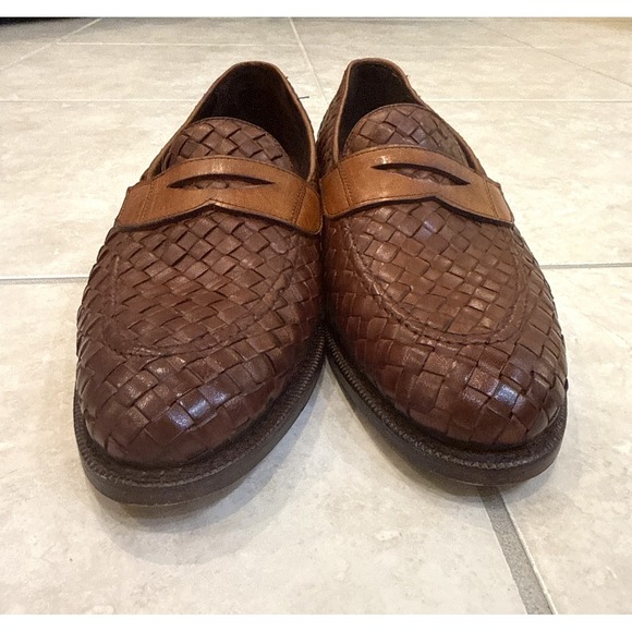 Allen‎ Edmonds Leather Woven Penny Loafers Brown Shoes 9D Career Basket Weave main image 9